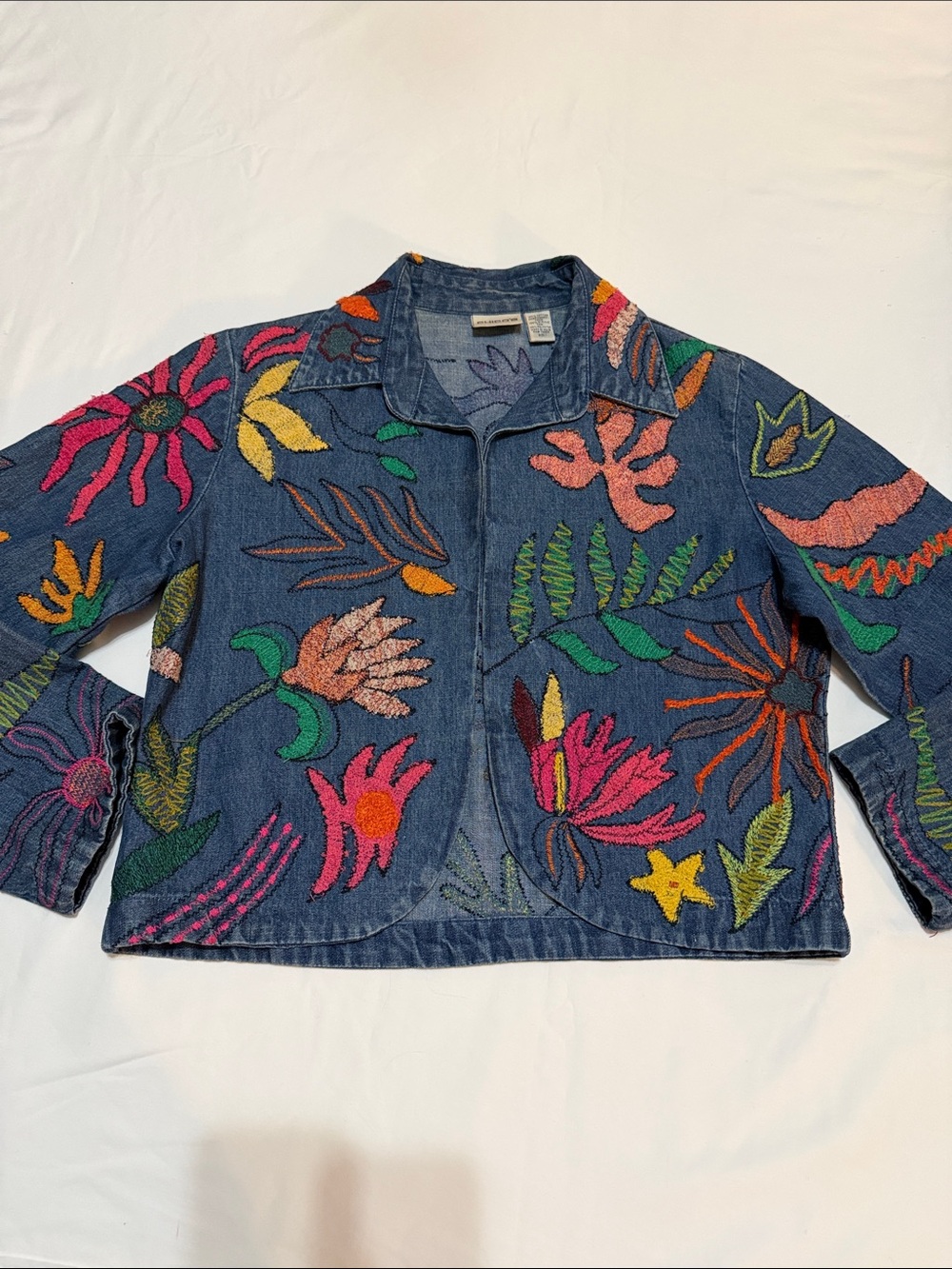 Chico's Embroidered Denim Jacket size 1